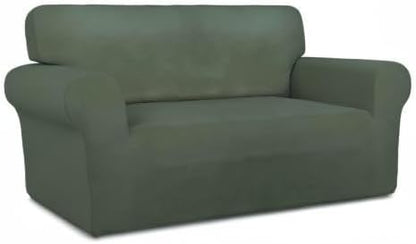 Stretch Couch Covers for Sofa Large Sofa Slipcovers Dark Gray | 1-Piece Spandex Couch cover Soft Couch protector, Sofa cover Washable with Non Skid Foam and Elastic Bottom for Kids, Dogs