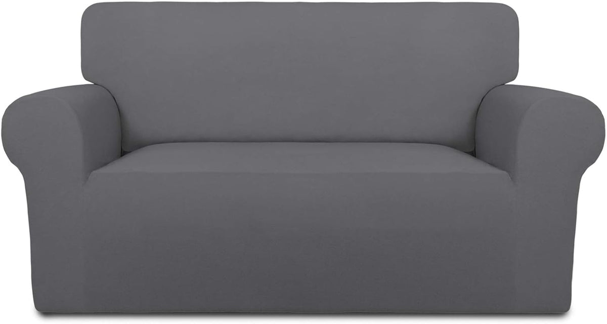 Stretch Couch Covers for Sofa Large Sofa Slipcovers Dark Gray | 1-Piece Spandex Couch cover Soft Couch protector, Sofa cover Washable with Non Skid Foam and Elastic Bottom for Kids, Dogs