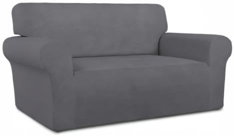 Stretch Couch Covers for Sofa Large Sofa Slipcovers Dark Gray | 1-Piece Spandex Couch cover Soft Couch protector, Sofa cover Washable with Non Skid Foam and Elastic Bottom for Kids, Dogs
