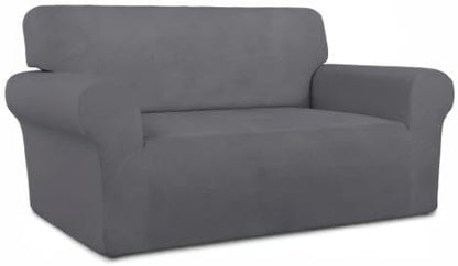 Stretch Couch Covers for Sofa Large Sofa Slipcovers Dark Gray | 1-Piece Spandex Couch cover Soft Couch protector, Sofa cover Washable with Non Skid Foam and Elastic Bottom for Kids, Dogs