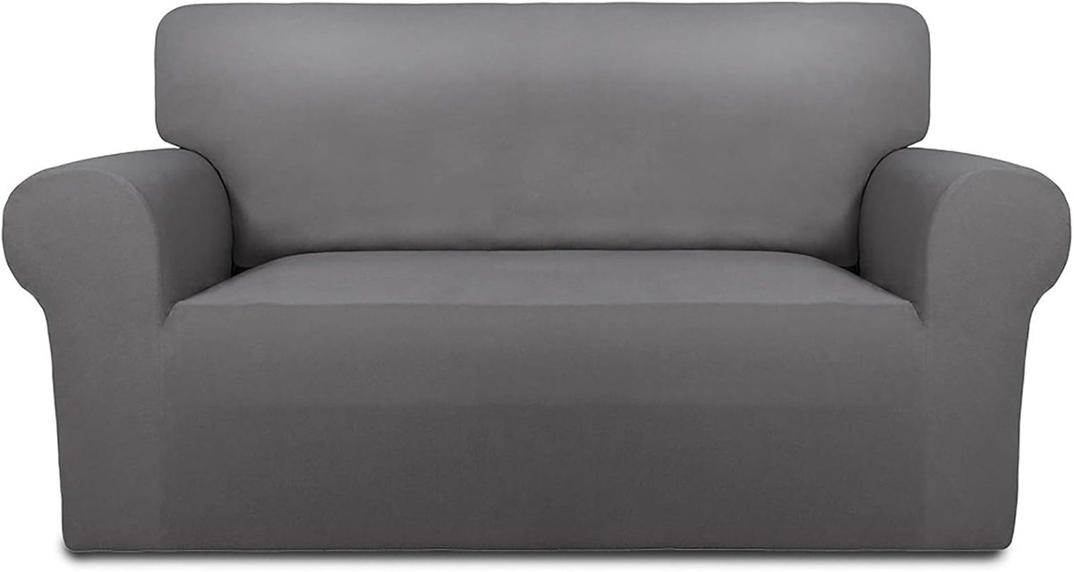 Stretch Couch Covers for Sofa Large Sofa Slipcovers Dark Gray | 1-Piece Spandex Couch cover Soft Couch protector, Sofa cover Washable with Non Skid Foam and Elastic Bottom for Kids, Dogs