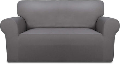 Stretch Couch Covers for Sofa Large Sofa Slipcovers Dark Gray | 1-Piece Spandex Couch cover Soft Couch protector, Sofa cover Washable with Non Skid Foam and Elastic Bottom for Kids, Dogs