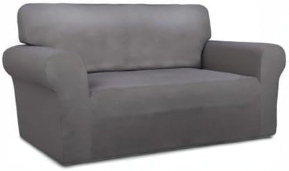 Stretch Couch Covers for Sofa Large Sofa Slipcovers Dark Gray | 1-Piece Spandex Couch cover Soft Couch protector, Sofa cover Washable with Non Skid Foam and Elastic Bottom for Kids, Dogs