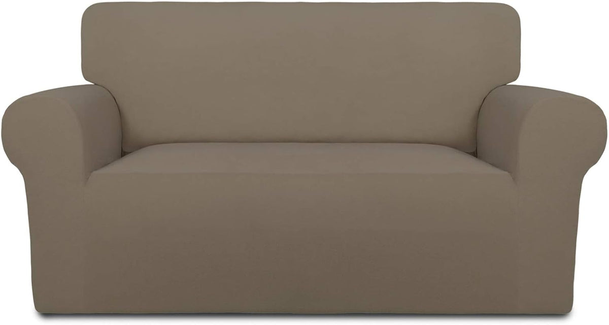 Stretch Couch Covers for Sofa Large Sofa Slipcovers Dark Gray | 1-Piece Spandex Couch cover Soft Couch protector, Sofa cover Washable with Non Skid Foam and Elastic Bottom for Kids, Dogs
