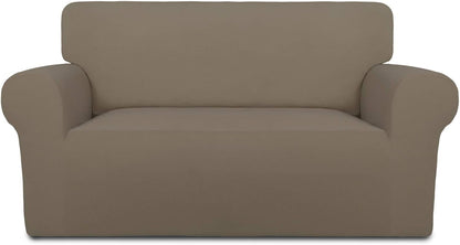 Stretch Couch Covers for Sofa Large Sofa Slipcovers Dark Gray | 1-Piece Spandex Couch cover Soft Couch protector, Sofa cover Washable with Non Skid Foam and Elastic Bottom for Kids, Dogs