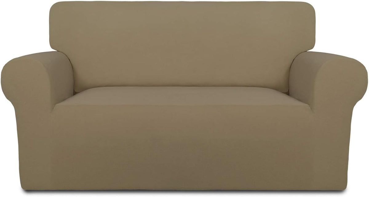 Stretch Couch Covers for Sofa Large Sofa Slipcovers Dark Gray | 1-Piece Spandex Couch cover Soft Couch protector, Sofa cover Washable with Non Skid Foam and Elastic Bottom for Kids, Dogs