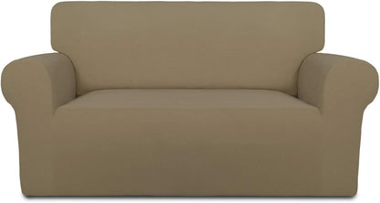 Stretch Couch Covers for Sofa Large Sofa Slipcovers Dark Gray | 1-Piece Spandex Couch cover Soft Couch protector, Sofa cover Washable with Non Skid Foam and Elastic Bottom for Kids, Dogs