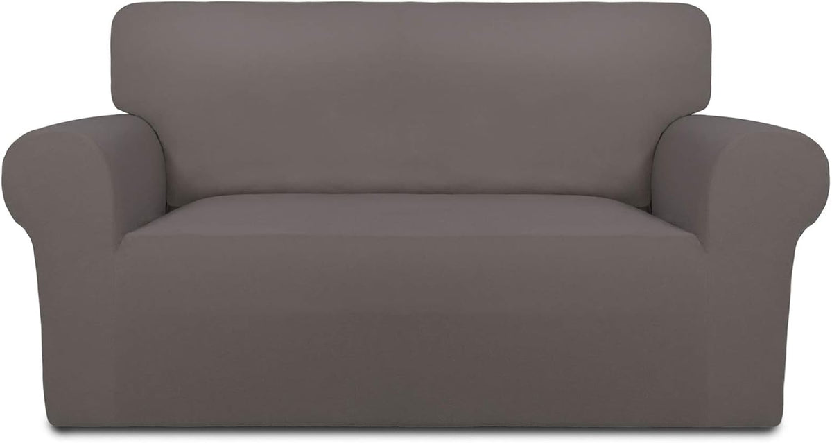 Stretch Couch Covers for Sofa Large Sofa Slipcovers Dark Gray | 1-Piece Spandex Couch cover Soft Couch protector, Sofa cover Washable with Non Skid Foam and Elastic Bottom for Kids, Dogs