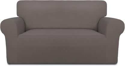Stretch Couch Covers for Sofa Large Sofa Slipcovers Dark Gray | 1-Piece Spandex Couch cover Soft Couch protector, Sofa cover Washable with Non Skid Foam and Elastic Bottom for Kids, Dogs