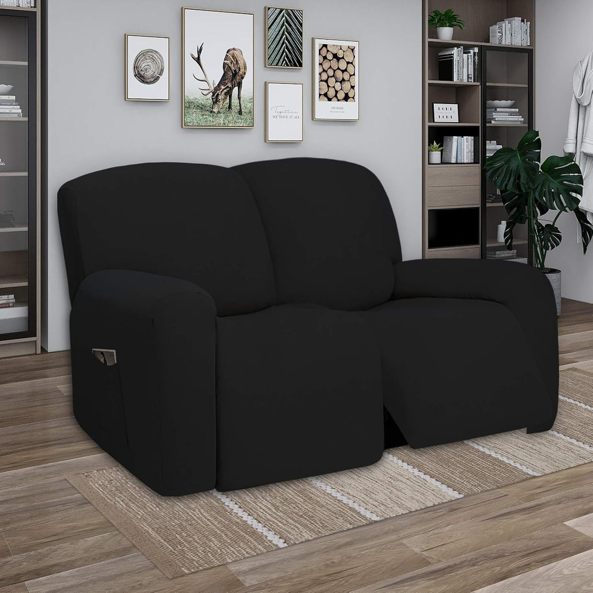 Stretch Couch Covers for Sofa Large Sofa Slipcovers Dark Gray | 1-Piece Spandex Couch cover Soft Couch protector, Sofa cover Washable with Non Skid Foam and Elastic Bottom for Kids, Dogs