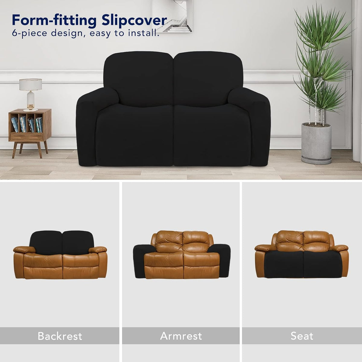 Stretch Couch Covers for Sofa Large Sofa Slipcovers Dark Gray | 1-Piece Spandex Couch cover Soft Couch protector, Sofa cover Washable with Non Skid Foam and Elastic Bottom for Kids, Dogs
