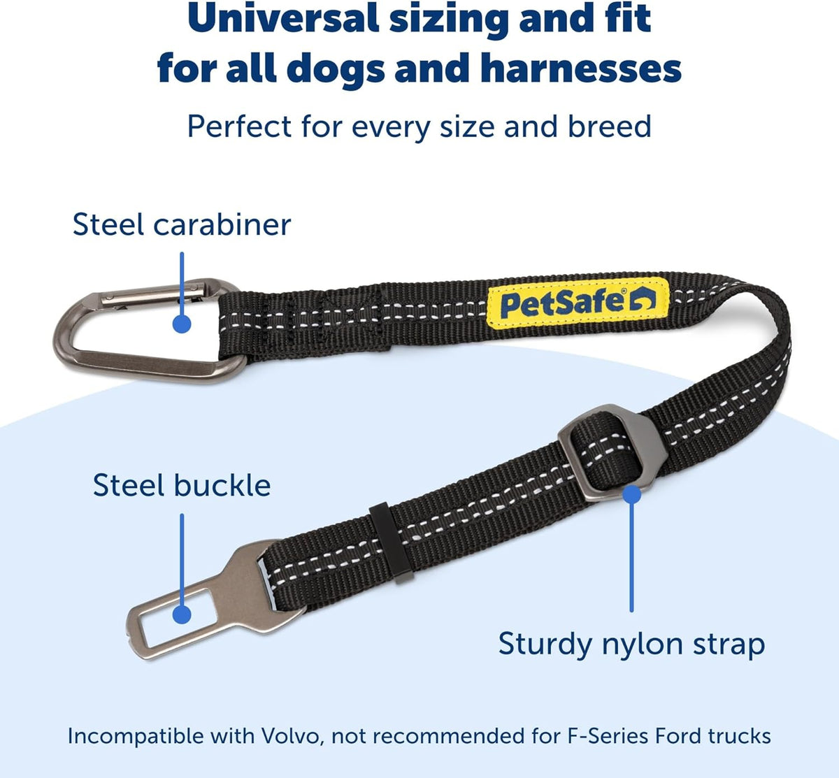 Safety Seatbelt Dog Tether, Black