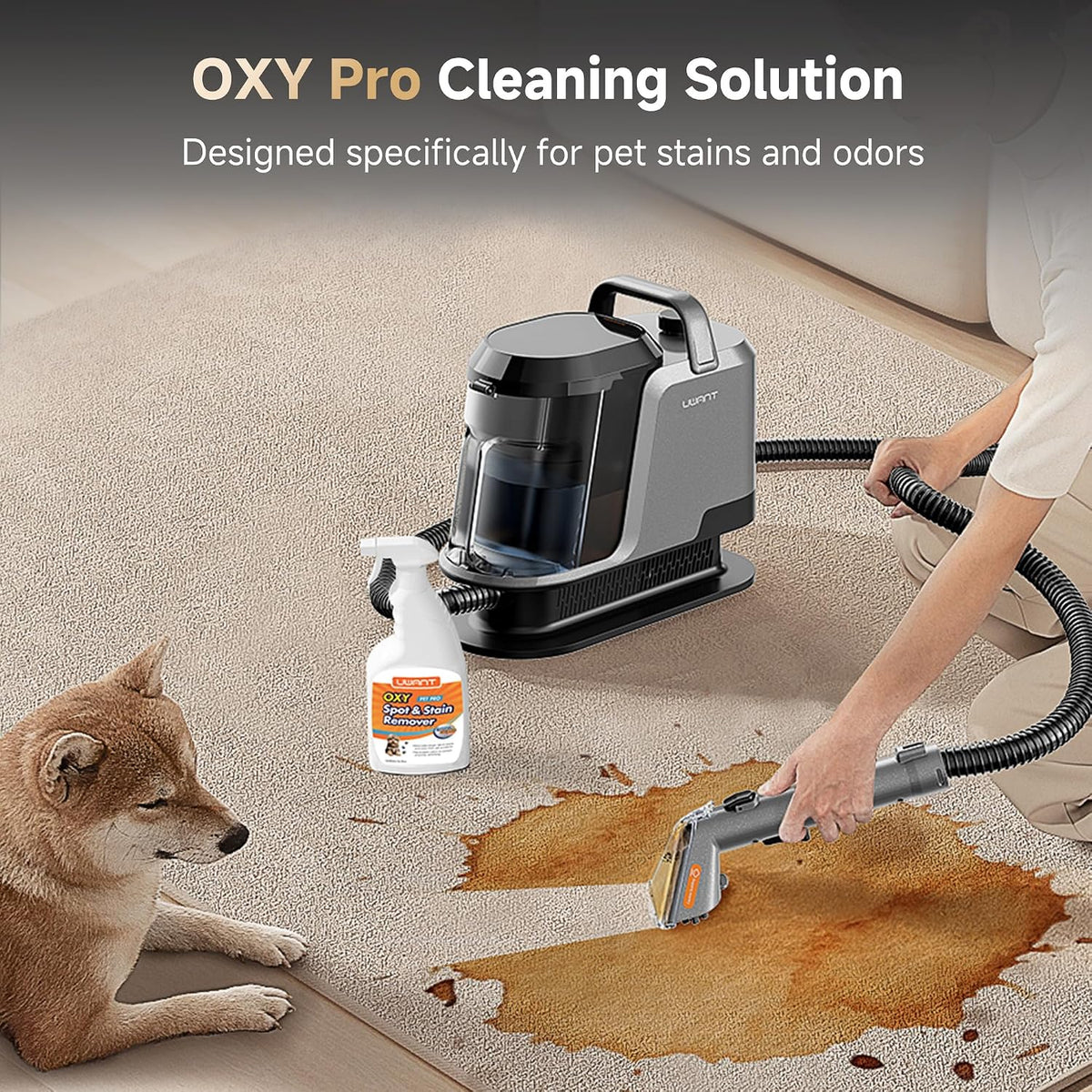 18Kpa Powerful Suction Carpet Steam Cleaner with Pet Pro Cleaner
