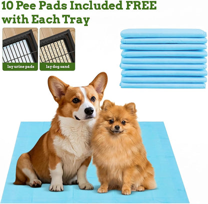 Grass Potty for Dogs with Tray, 304 Stainless Steel Pee Pad Holder, Puppy Potty Tray with Artificial Grass, Indoor & Outdoor Use (24.02" L x 17.72" W x 3.15" H)