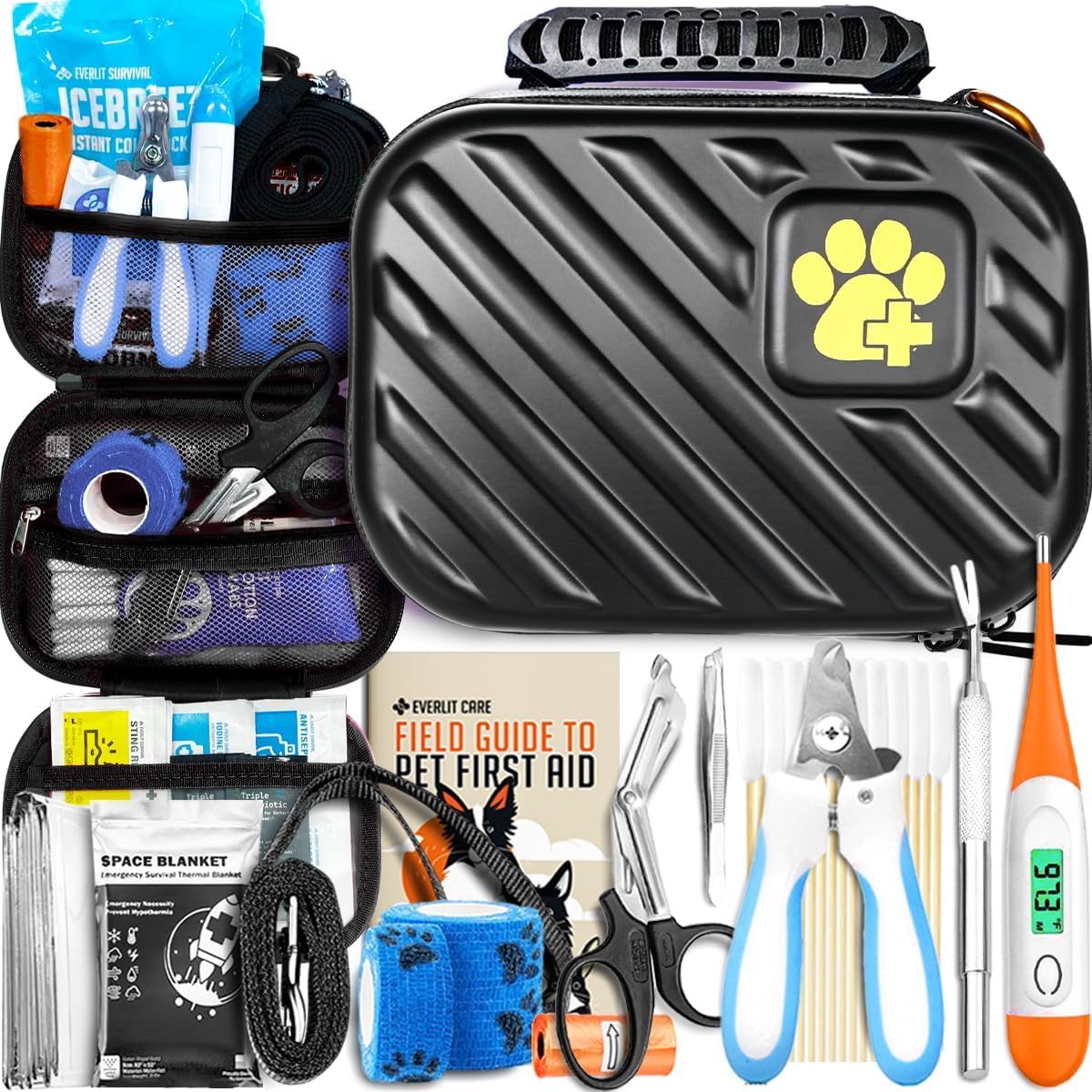 EVERLIT Pet Medic First Aid Kit | 95 Pcs Vet-Approved Medical, Outdoor & Emergency Supplies for Dogs, Cats, Animal Care | Travel-Friendly Compact Bag for Home, Car and Travel (Valentine Lace)