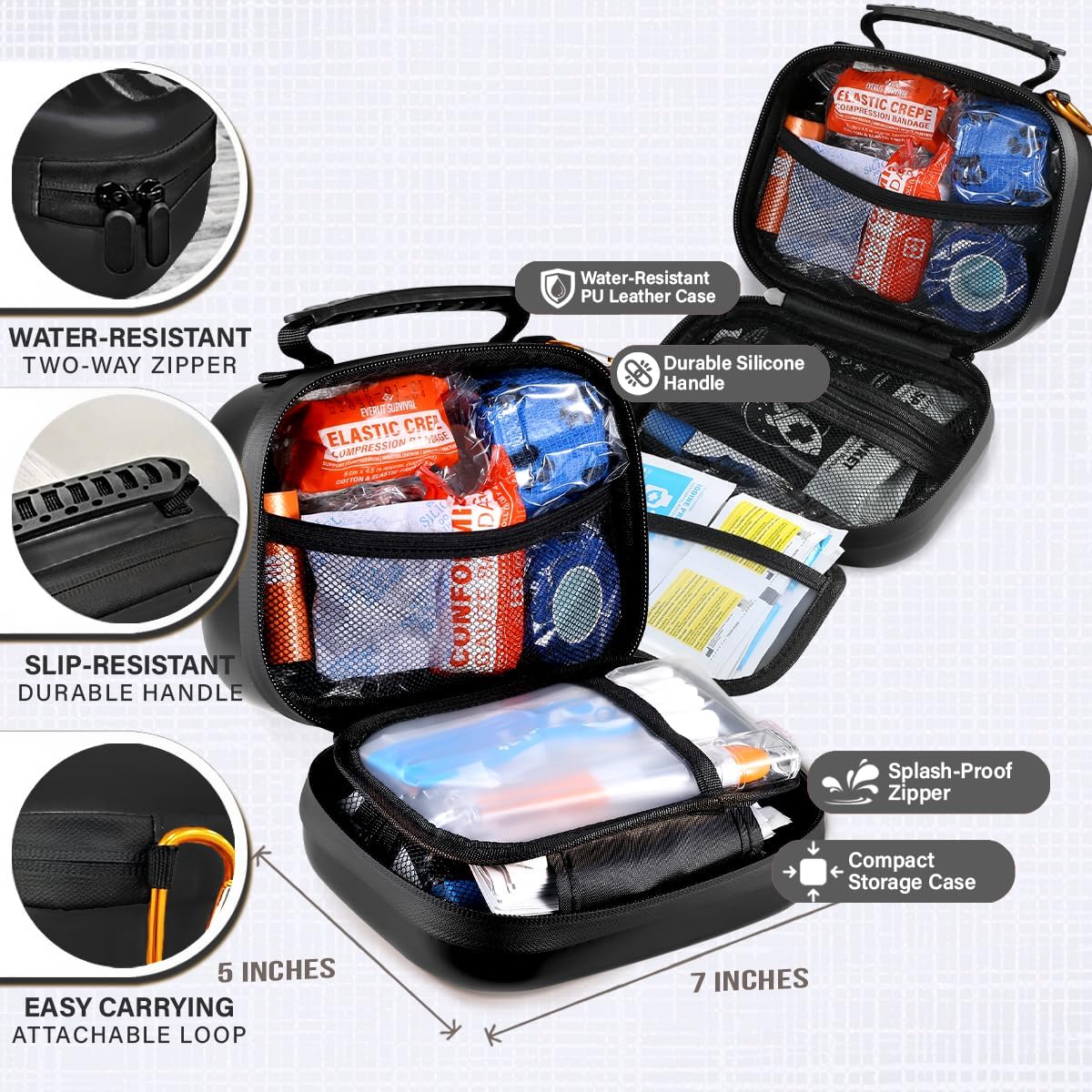 EVERLIT Pet Medic First Aid Kit | 95 Pcs Vet-Approved Medical, Outdoor & Emergency Supplies for Dogs, Cats, Animal Care | Travel-Friendly Compact Bag for Home, Car and Travel (Valentine Lace)