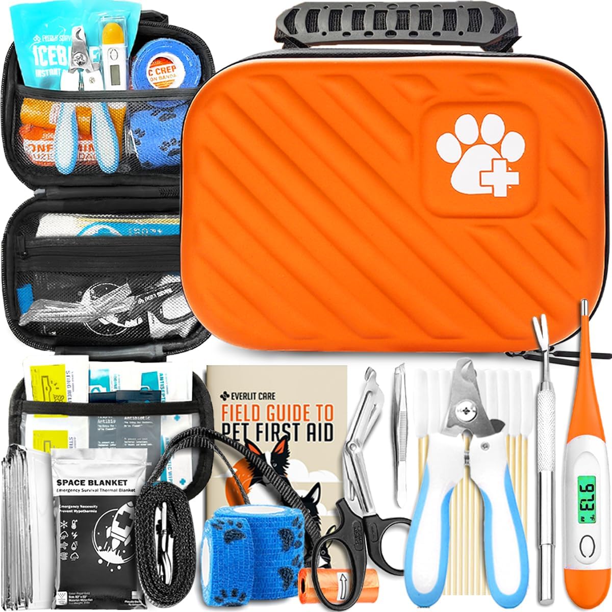 EVERLIT Pet Medic First Aid Kit | 95 Pcs Vet-Approved Medical, Outdoor & Emergency Supplies for Dogs, Cats, Animal Care | Travel-Friendly Compact Bag for Home, Car and Travel (Valentine Lace)