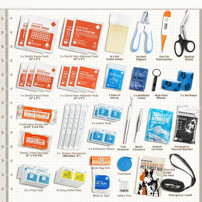 EVERLIT Pet Medic First Aid Kit | 95 Pcs Vet-Approved Medical, Outdoor & Emergency Supplies for Dogs, Cats, Animal Care | Travel-Friendly Compact Bag for Home, Car and Travel (Valentine Lace)