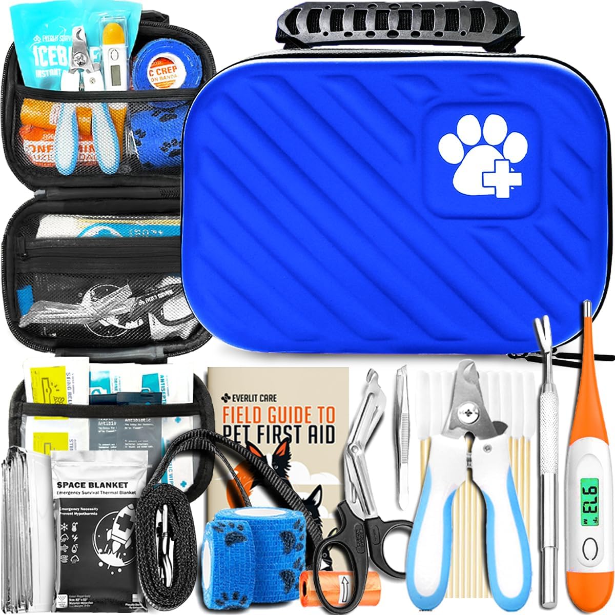 EVERLIT Pet Medic First Aid Kit | 95 Pcs Vet-Approved Medical, Outdoor & Emergency Supplies for Dogs, Cats, Animal Care | Travel-Friendly Compact Bag for Home, Car and Travel (Valentine Lace)