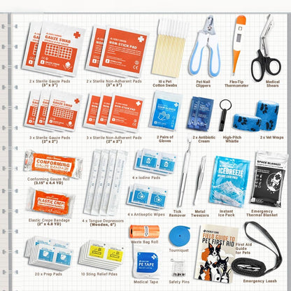 EVERLIT Pet Medic First Aid Kit | 95 Pcs Vet-Approved Medical, Outdoor & Emergency Supplies for Dogs, Cats, Animal Care | Travel-Friendly Compact Bag for Home, Car and Travel (Valentine Lace)