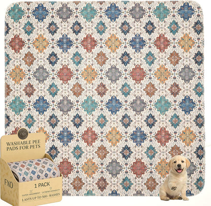 Washable Pee Pads for Dogs,Great Urine Absorbent Reusable Puppy Training Pads,Waterproof,Leak-Proof & Non-Slip Potty Pads for Whelping,Crate，Playpen，Bed.(Green Floral, 18" x24" )