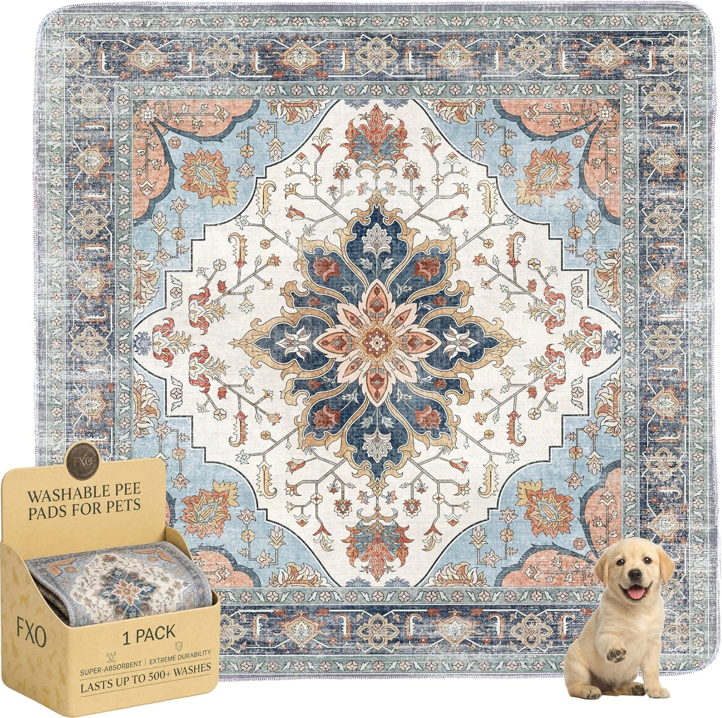 Washable Pee Pads for Dogs,Great Urine Absorbent Reusable Puppy Training Pads,Waterproof,Leak-Proof & Non-Slip Potty Pads for Whelping,Crate，Playpen，Bed.(Green Floral, 18" x24" )