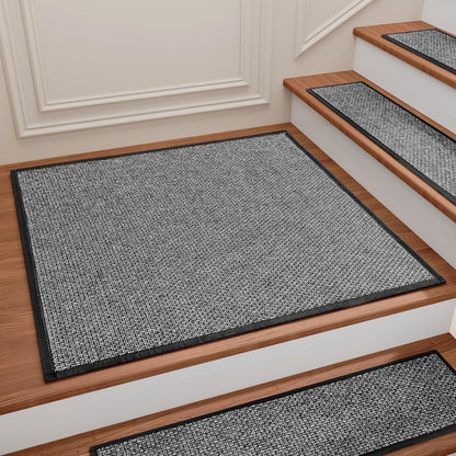 Stair Treads Carpet 4 pcs for Wooden Steps with Non Slip Rubber Backing, 100% Polyester Soft Stairs Resistant Indoor Skid Runner Safety Rugs for Kids Elders and Pets 30" * 8" (Dark Gray)
