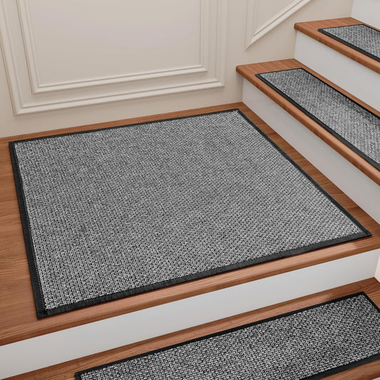 Stair Treads Carpet 4 pcs for Wooden Steps with Non Slip Rubber Backing, 100% Polyester Soft Stairs Resistant Indoor Skid Runner Safety Rugs for Kids Elders and Pets 30" * 8" (Dark Gray)