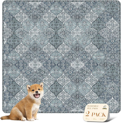 nunubaby Washable Pee Pads for Dogs, Stylish, Non-Slip and Leak-Proof Pee Pads. Reusable Potty Pads for Dogs for Crates and Floors.(Beige/Multi, 24" x48" )