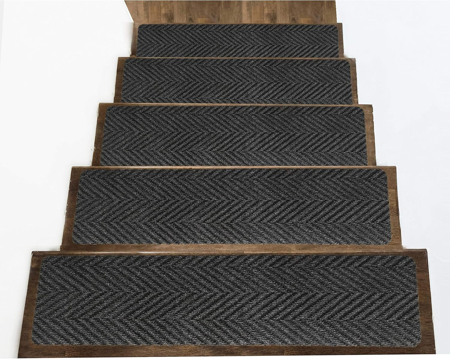 Indoor and Outdoor Carpet Stair Treads - 32" x 8" Non-Slip Stair Treads Carpet for Wooden Steps - Rubber Stair Tread Mats - Stair Rugs Anti Slip for Kids Elders and Dogs – Brown Set of 14