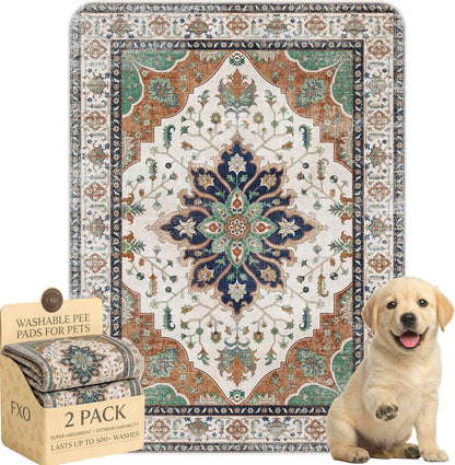 Washable Pee Pads for Dogs,Great Urine Absorbent Reusable Puppy Training Pads,Waterproof,Leak-Proof & Non-Slip Potty Pads for Whelping,Crate，Playpen，Bed.(Green Floral, 18" x24" )