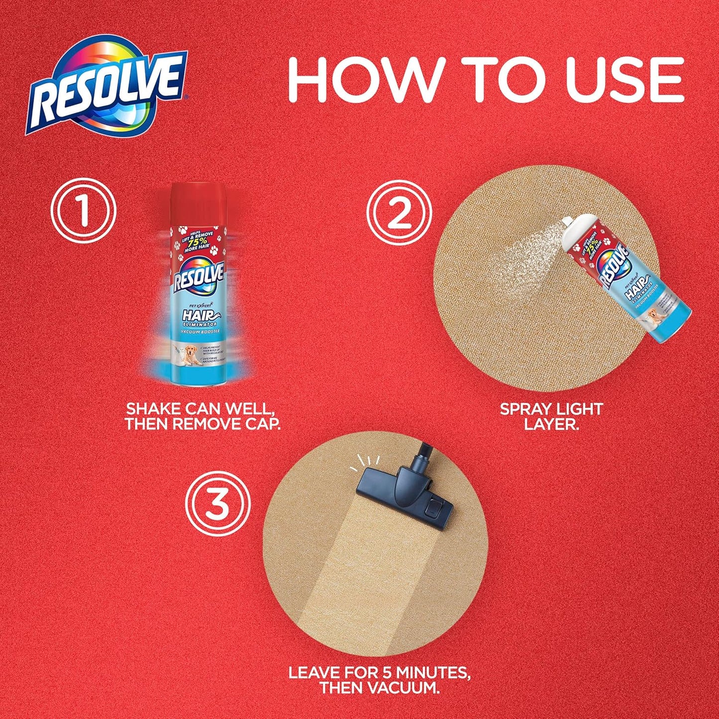 Resolve Pet Hair Eliminator Carpet Cleaner & Vacuum booster, 18 Oz