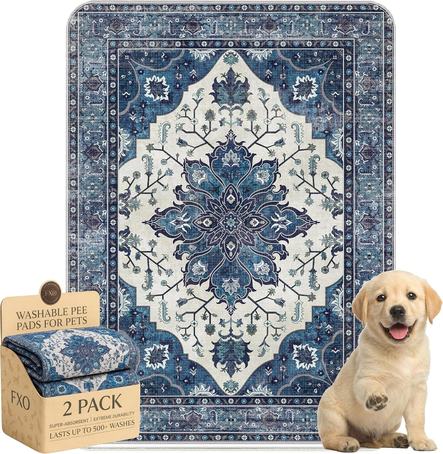 Washable Pee Pads for Dogs,Great Urine Absorbent Reusable Puppy Training Pads,Waterproof,Leak-Proof & Non-Slip Potty Pads for Whelping,Crate，Playpen，Bed.(Green Floral, 18" x24" )