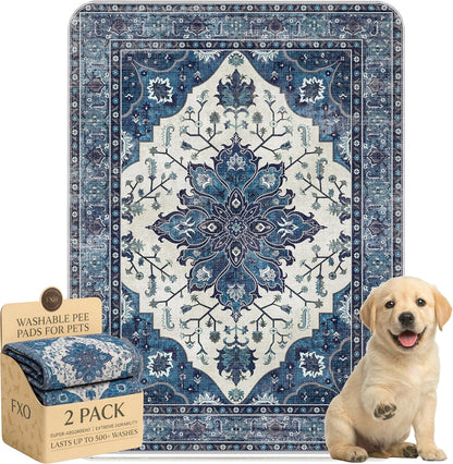 Washable Pee Pads for Dogs,Great Urine Absorbent Reusable Puppy Training Pads,Waterproof,Leak-Proof & Non-Slip Potty Pads for Whelping,Crate，Playpen，Bed.(Green Floral, 18" x24" )
