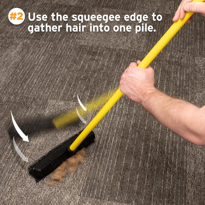 FURemover Pet Hair Removal Rubber Broom, 58" Telescopic Handle