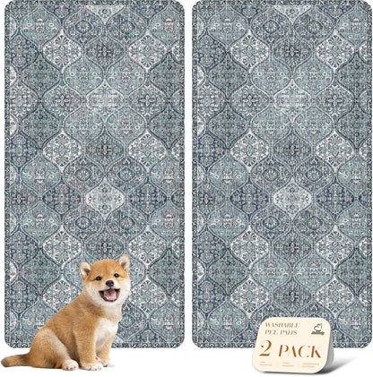 nunubaby Washable Pee Pads for Dogs, Stylish, Non-Slip and Leak-Proof Pee Pads. Reusable Potty Pads for Dogs for Crates and Floors.(Beige/Multi, 24" x48" )