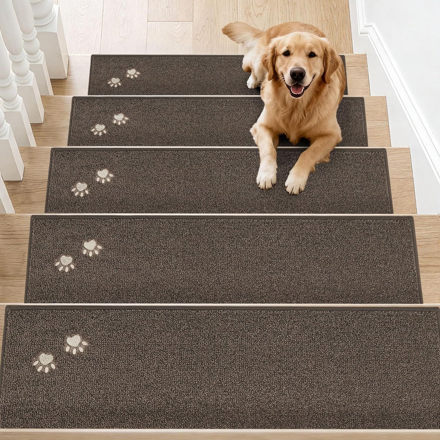 BEQHAUSE Stair Treads for Wooden Steps 28inX9in, Non Slip Carpet Stair Treads Indoor Stair Runners Machine Washable, Soft Stair Rugs Mat Surface Polyester TPE Backing, 4pcs, Charcoal