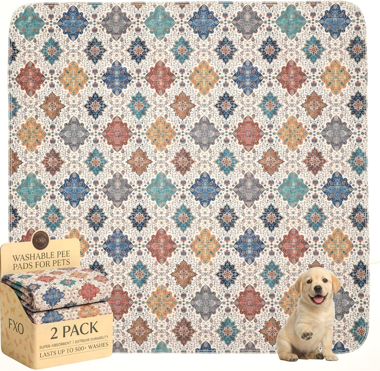 Washable Pee Pads for Dogs,Great Urine Absorbent Reusable Puppy Training Pads,Waterproof,Leak-Proof & Non-Slip Potty Pads for Whelping,Crate，Playpen，Bed.(Green Floral, 18" x24" )
