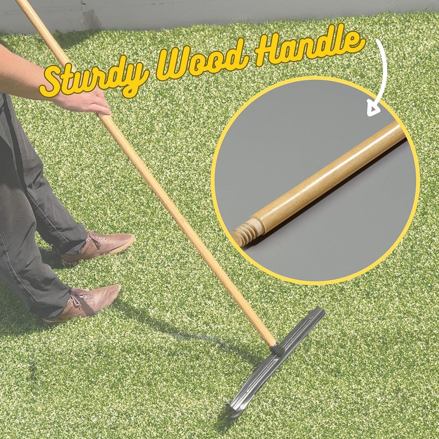 Small Room Groom Carpet Rake, 11" Handle, Portable Carpet Brush for Pet Hair, High Pile Rugs, Stairs, Furniture & Artificial Turf, Compact Groomer Tool