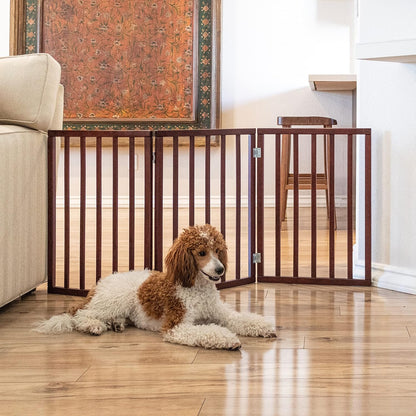 Primetime Petz - Best Freestanding, Hard Wood, Folding Pet Gate, Indoor Dog Fence for Home,Gray