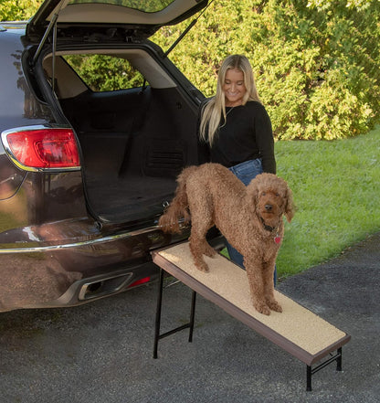 Pet Gear Free Standing Pet Ramp for Cats and Dogs, No Assembly Required, Easy Fold for Storage or Travel, Portable, Holds Up to 100lbs, Wheat