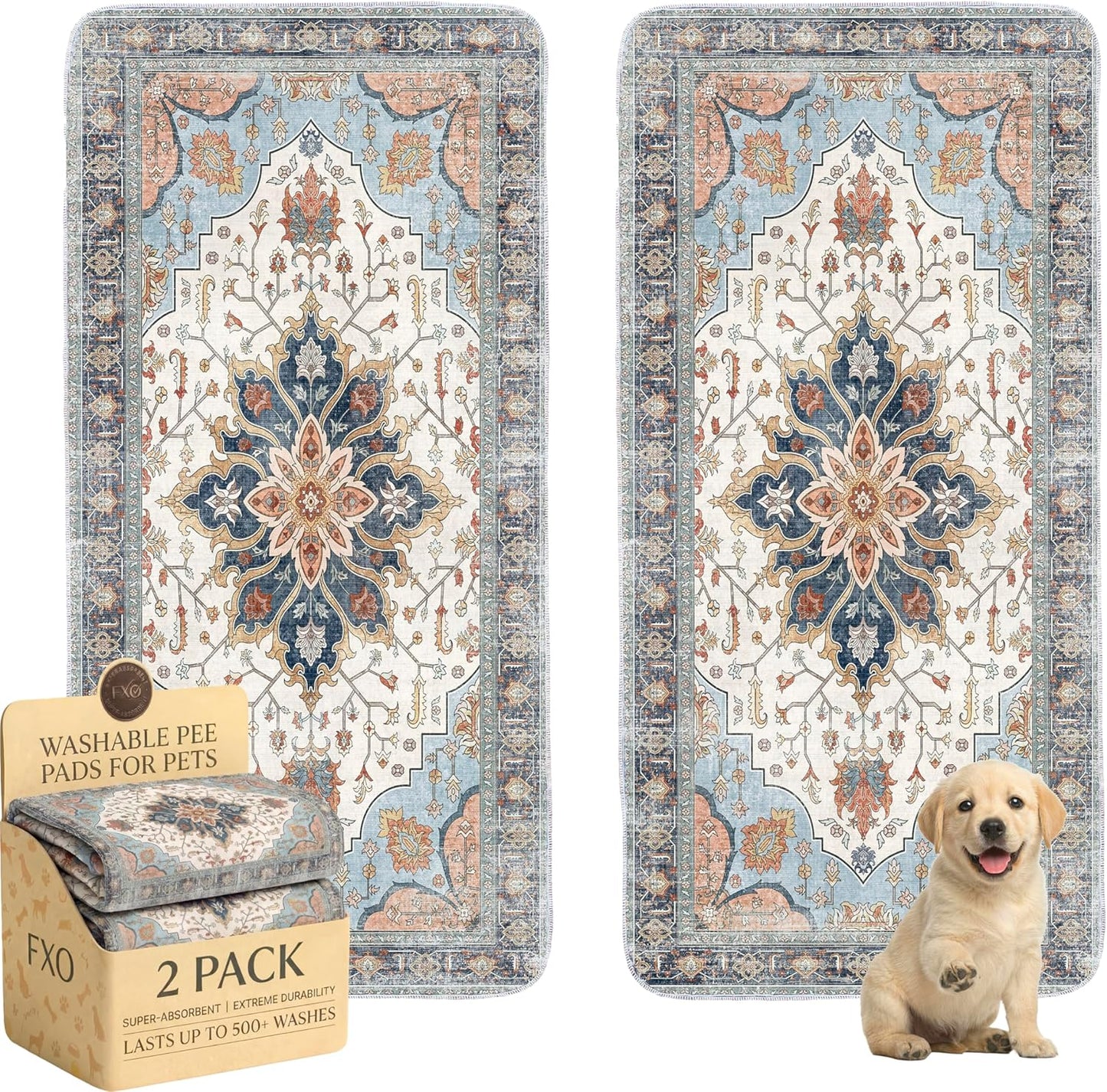 Washable Pee Pads for Dogs,Great Urine Absorbent Reusable Puppy Training Pads,Waterproof,Leak-Proof & Non-Slip Potty Pads for Whelping,Crate，Playpen，Bed.(Green Floral, 18" x24" )