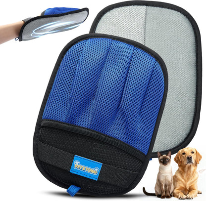 Pet Hair Removal Glove for Dogs & Cats – Lint Remover for Clothes, Reusable Fur & Lint Remover Mitt, Electrostatic Glove with Wrist Strap for Furniture, Couch, Carpet & Car Seat