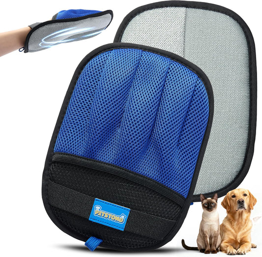 Pet Hair Removal Glove for Dogs & Cats – Lint Remover for Clothes, Reusable Fur & Lint Remover Mitt, Electrostatic Glove with Wrist Strap for Furniture, Couch, Carpet & Car Seat