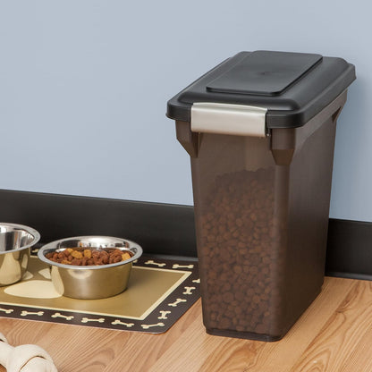 IRIS USA Dog Food Storage Container, Airtight Lid, 2-Cup Scoop, Up to 13 Pounds Pet Food Storage, Versatile Pet Food Bin, Treats, BPA Free, Gray/Dark Gray