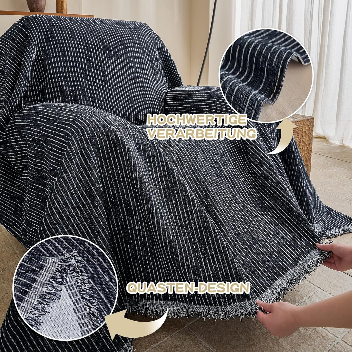 MYSKY HOME Couch Cover for Dogs, Washable Couch Covers, Non Slip Sofa Cover, Couch Cover 2 Cushion Sofa Dogs Furniture Protector with Tassels, Chenille Sofa Slipcover for Pets, 71"x118", Dark Grey