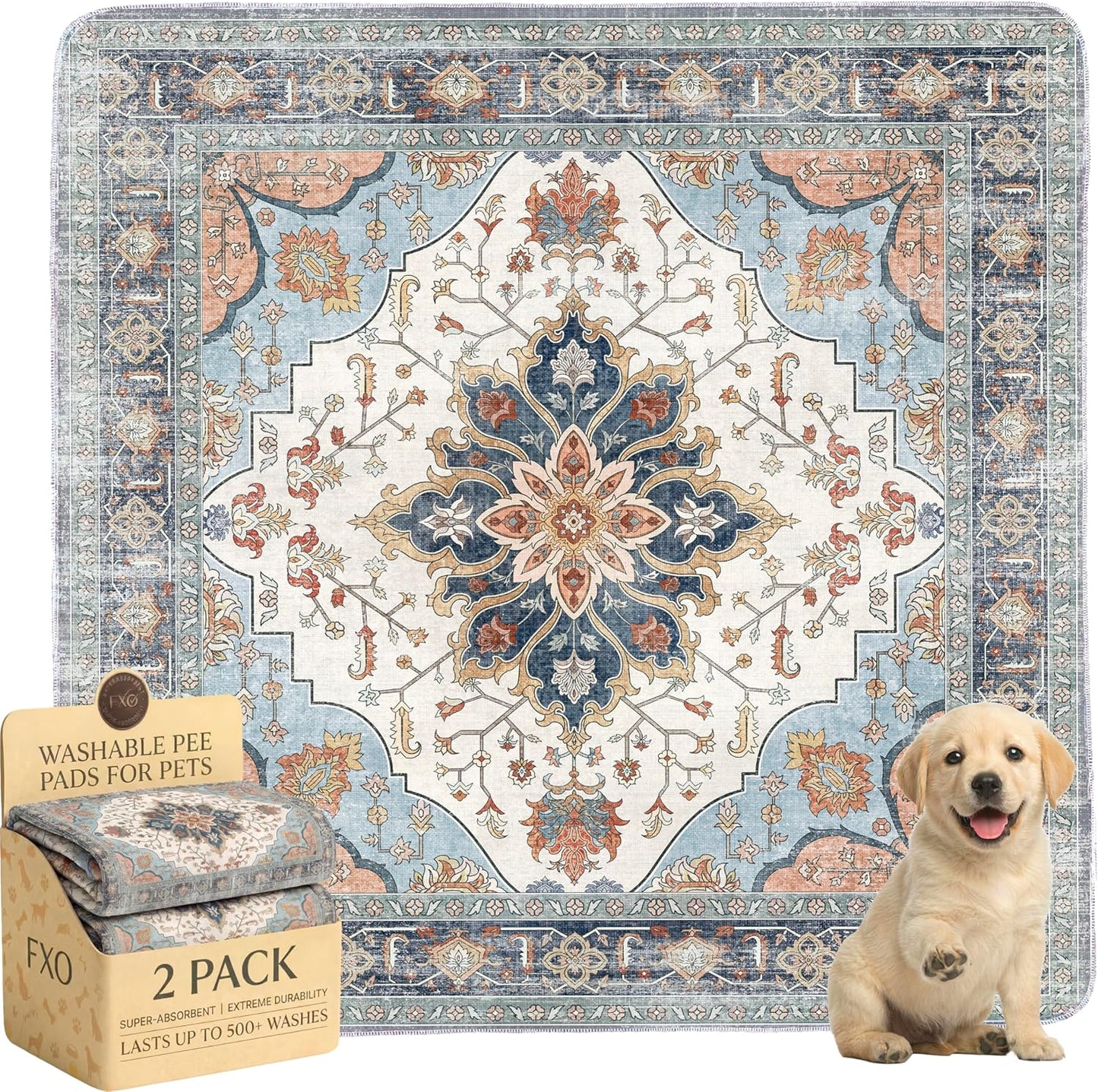 Washable Pee Pads for Dogs,Great Urine Absorbent Reusable Puppy Training Pads,Waterproof,Leak-Proof & Non-Slip Potty Pads for Whelping,Crate，Playpen，Bed.(Green Floral, 18" x24" )
