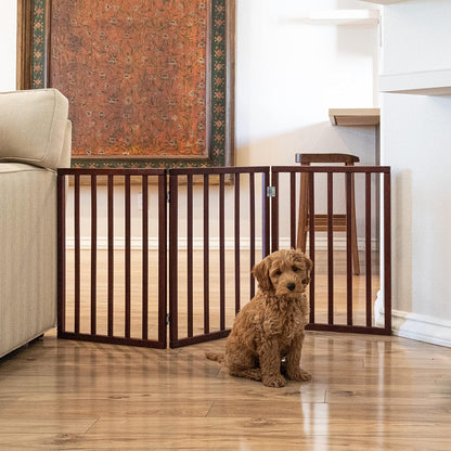 Primetime Petz - Best Freestanding, Hard Wood, Folding Pet Gate, Indoor Dog Fence for Home,Gray