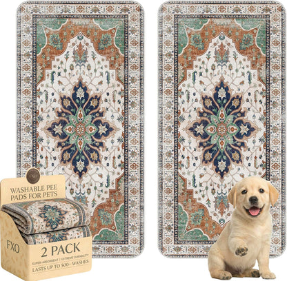 Washable Pee Pads for Dogs,Great Urine Absorbent Reusable Puppy Training Pads,Waterproof,Leak-Proof & Non-Slip Potty Pads for Whelping,Crate，Playpen，Bed.(Green Floral, 18" x24" )