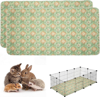 Washable Pee Pads for Dogs,Great Urine Absorbent Reusable Puppy Training Pads,Waterproof,Leak-Proof & Non-Slip Potty Pads for Whelping,Crate，Playpen，Bed.(Green Floral, 18" x24" )